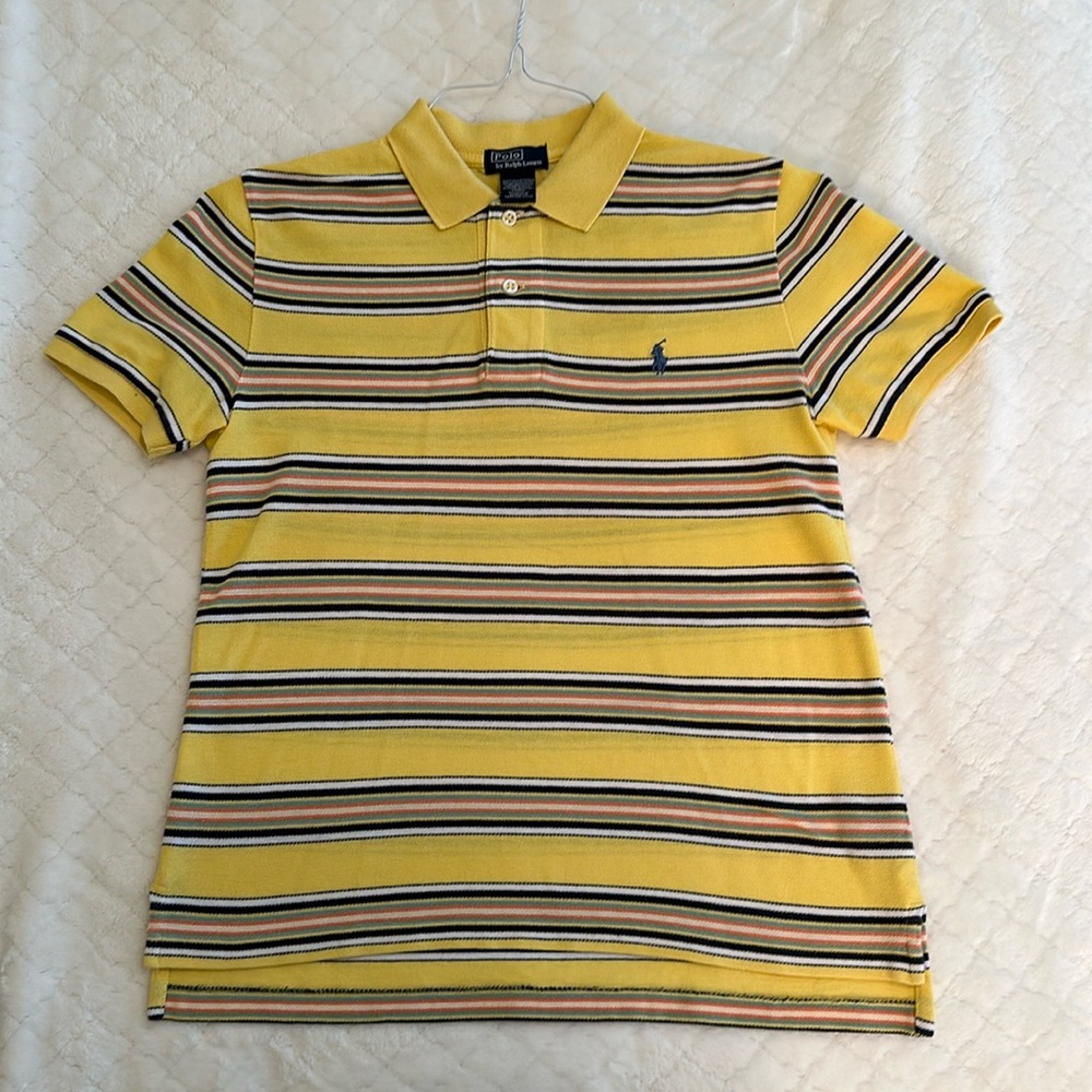 Striped Pique/Mesh Polo Boys’ Size M (10-12)